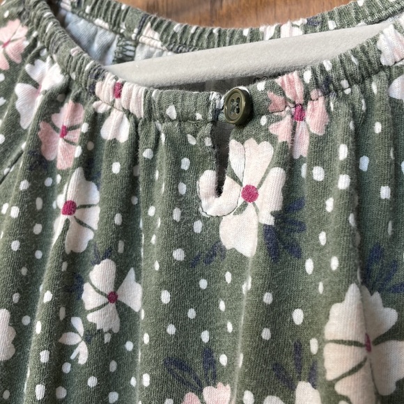 CARTERS UGC Girls Size 6/6x Green pink floral midi dress elastic waist sleeve - Picture 9 of 12